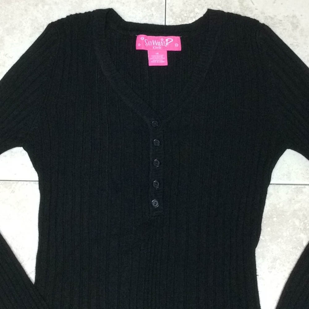 Macy’s Say What? Girls V-Neck Long Sleeve Sweater